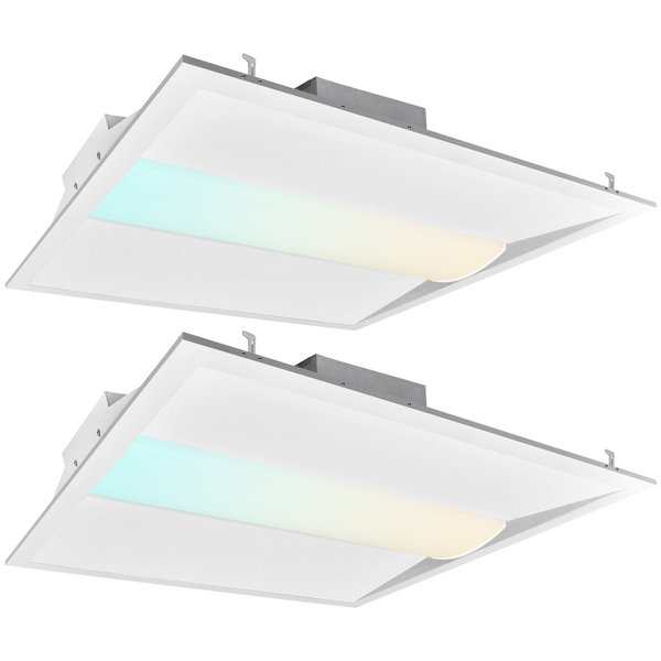 Luxrite 2x2 FT Square LED Troffer Lights 3 CCT 3500K-5000K 20/30/40W 2500/3750/5000LM 0-10V Dimmable 2-Pack LR25136-2PK